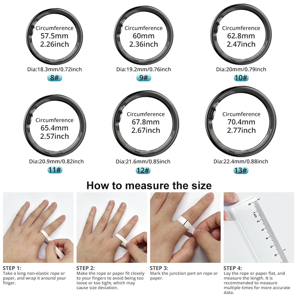 Smart Ring for Men & Women – Body Temperature, Sleep & Health Monitor | Compatible with iOS & Android