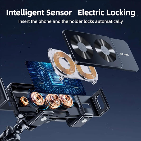 Dual Coil Fold Screen Car Wireless Charger For Android / IPhone